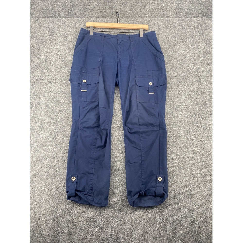 White House Black Market Cargo Pants Navy Blue Women 6 Utility Straight Leg Crop